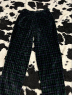 Blue & Green Plaid Velvet Pants (Waist 28)