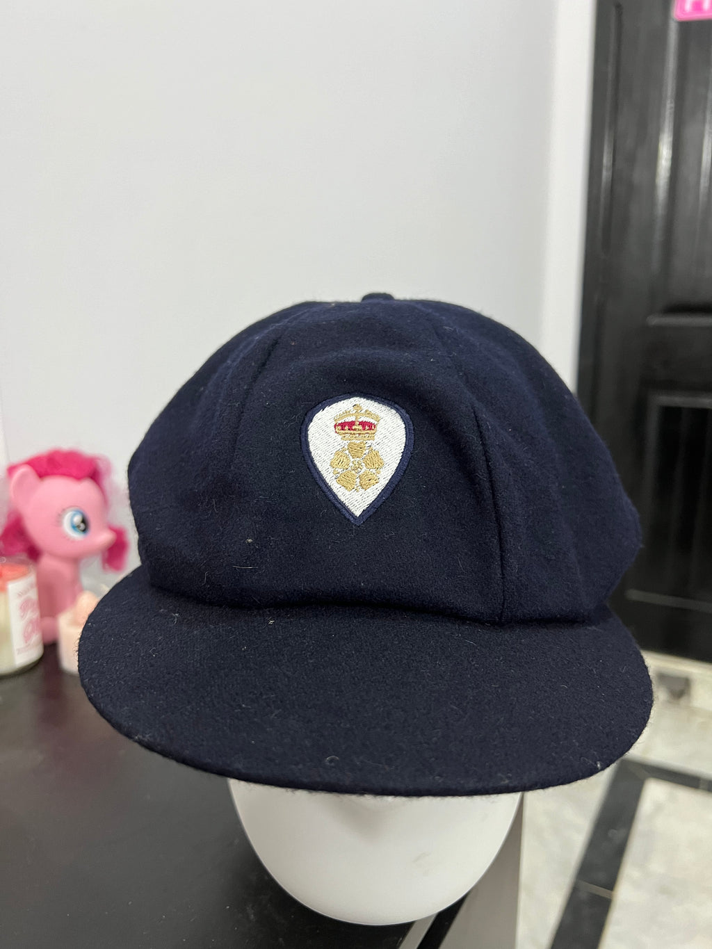 Navy Blue Embroidered Messenger Cap