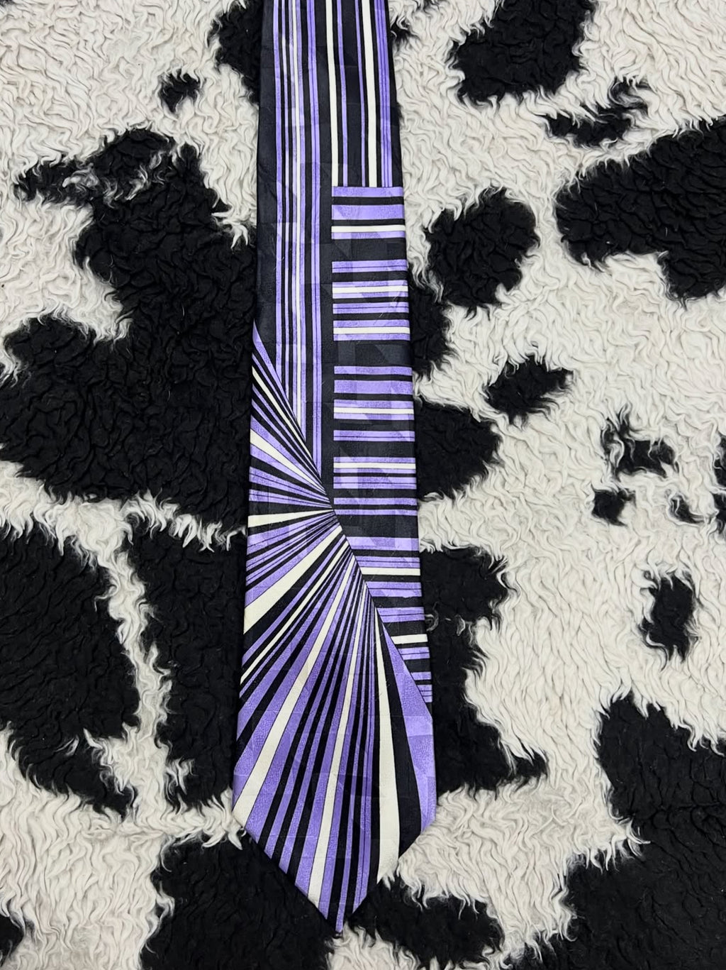 Purple, Black & White Striped Tie