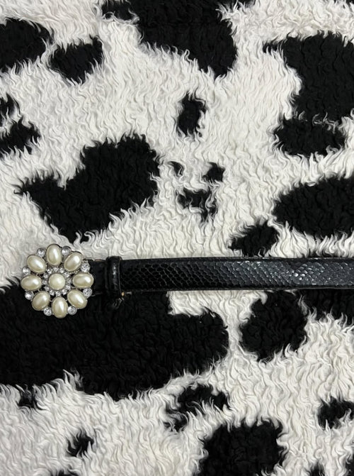 Beaded Floral Buckle Belt