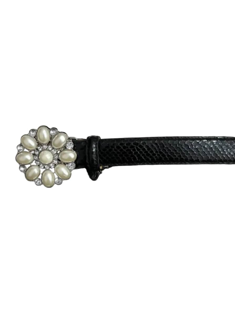 Beaded Floral Buckle Belt