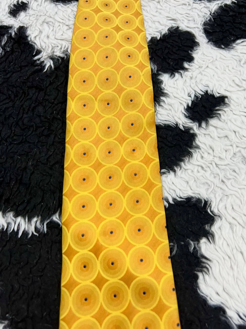 Yellow Embroidered Circles Tie