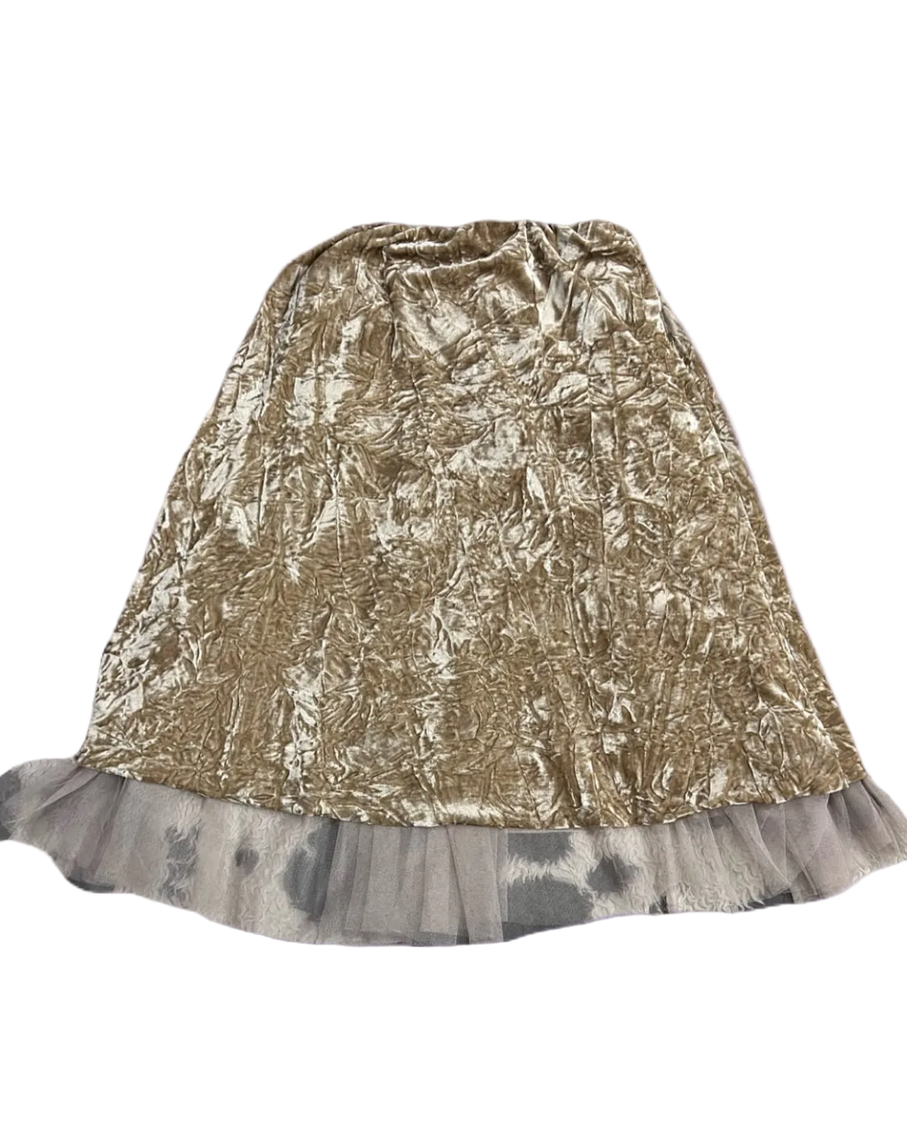 Golden Velvet Net-Layered Skirt
