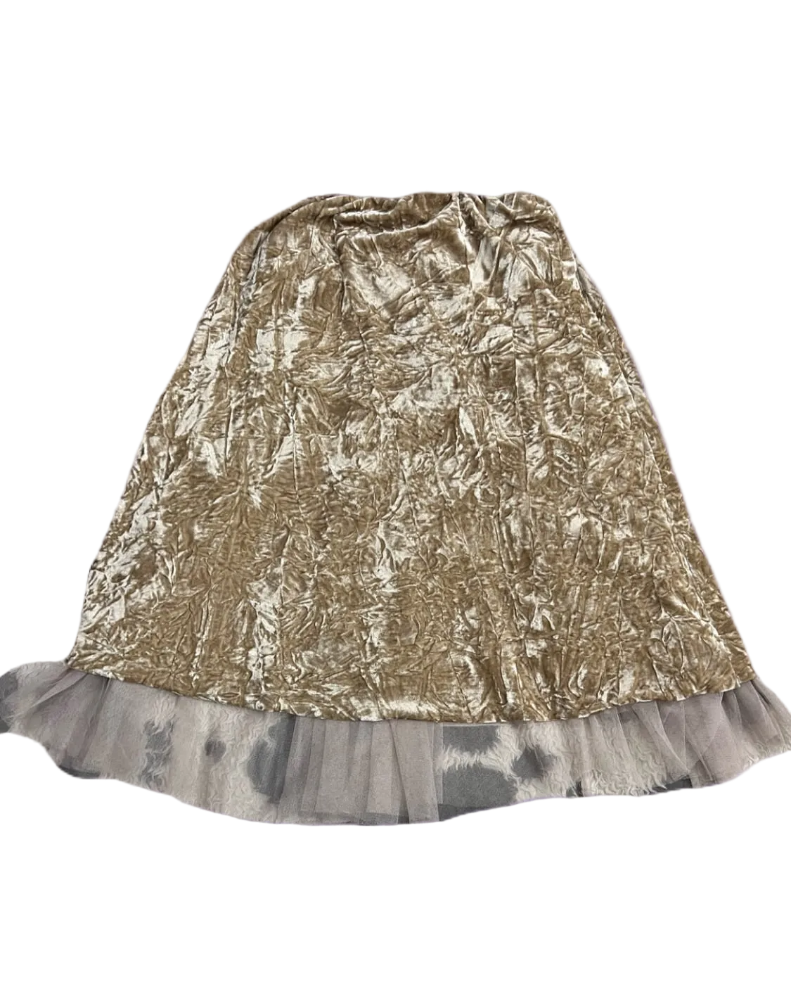 Golden Velvet Net-Layered Skirt