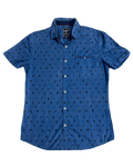 Contemporary Slim-Fit Blue Dotted Buttonup
