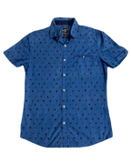 Contemporary Slim-Fit Blue Dotted Buttonup