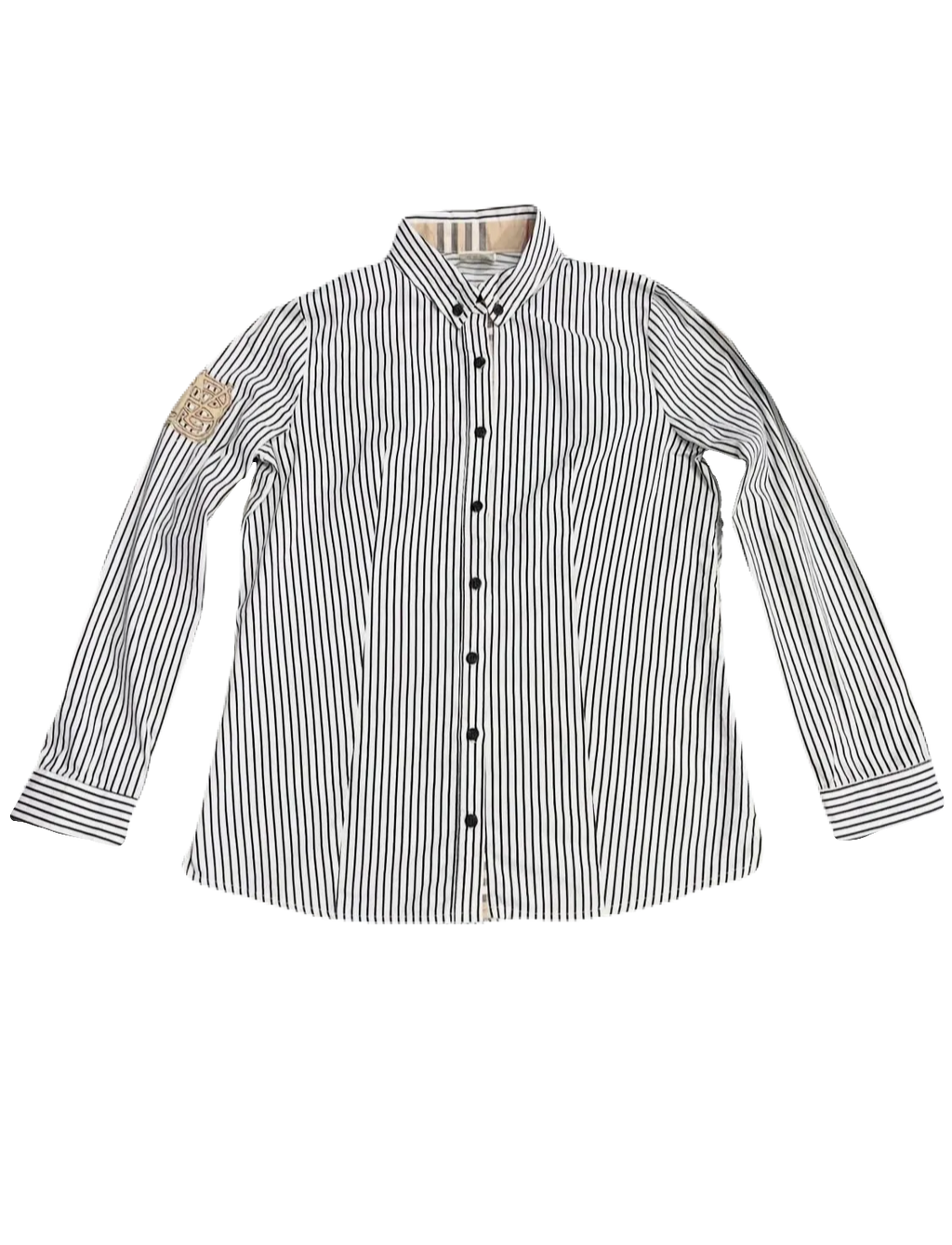Black & White Striped Embroidered Patch Buttonup