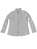 Black & White Striped Embroidered Patch Buttonup