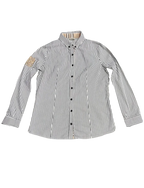 Black & White Striped Embroidered Patch Buttonup