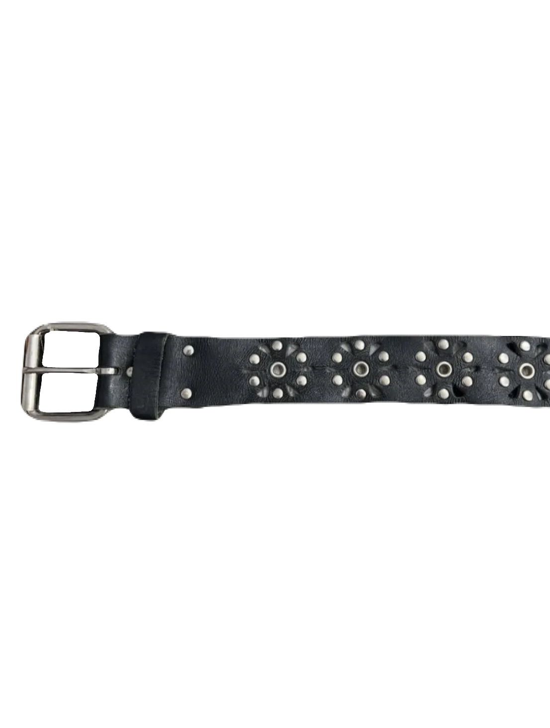 Black Floral Studded Belt