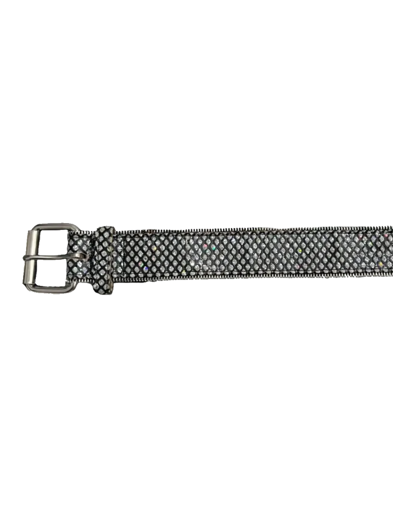 Black Zipper Glittery Belt