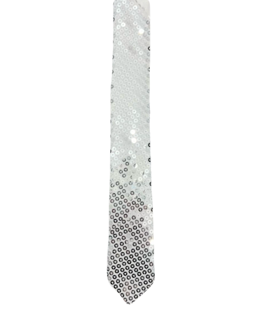 Silver Glitter Narrow Tie